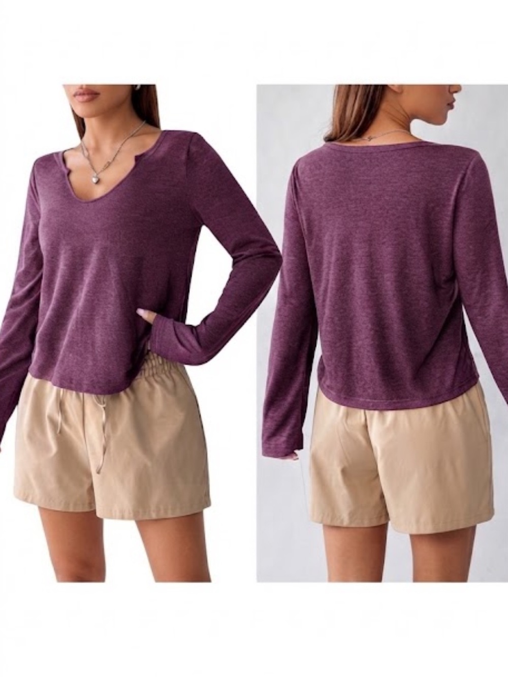 SHEIN EZwear Solid Notched Neck Tee size S NWT